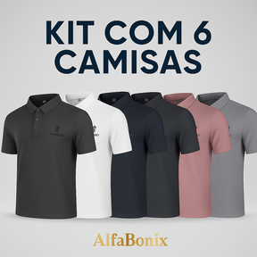 Kit com 6 Camisetas Polo Club Alfa Nartue – Seda Gelada Premium
